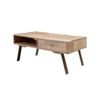 finebuy table basse bois massif mangue table de salon 95 x 42 x 50 cm  table d'appoint style maison de campagne  meubles en bois naturel table de sofa  table en bois massif jambes métalliques