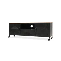 meuble télé buffet tv télévision design pratique 120 cm noir helloshop26 2502045