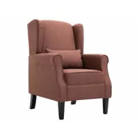 fauteuil chaise siège lounge design club sofa salon marron tissu helloshop26 1102205par3