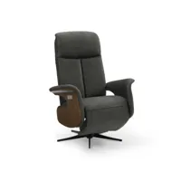 fauteuil de relaxation bi-moteur microfibre anthracite - chinon - l 80 x l 85 x h 117 cm - neuf