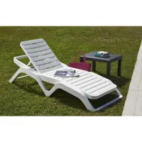 bains de soleil ercolano, chaise longue de jardin réglable, lit d'extérieur, 100% made in italy, 192x72h100 cm, blanc 8052773493444