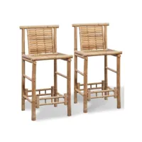 lot de 2 tabourets de bar style contemporain  chaises de bar bambou meuble pro frco46647