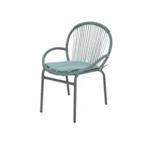 chaise salento avec coussin d'extérieur en osier vert