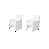 lot de 2 chaises à manger chaises à dîner, chaises de cuisine blanc similicuir qdtr40679