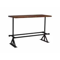table haute mange debout bar bistrot bois massif de récupération marron 150 cm helloshop26 0902086