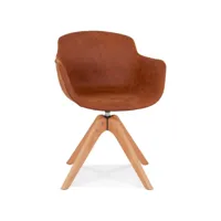 chaise avec accoudoirs 'martin' en microfibre brune et pieds en bois naturel chaise avec accoudoirs 'martin' en microfibre brune et pieds en bois naturel
