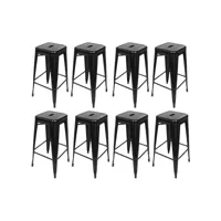 8 tabourets de bar hombuy en fer, chaises de bar - 48 x 48 x 76 cm (l x p x h) - noir