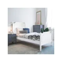 clemence - lit simple 1 personne 90 x 190 cm en bois blanc