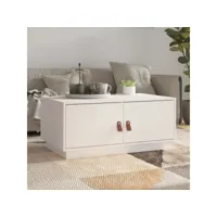 table basse table de salon  bout de canapé blanc 80x50x35 cm bois massif de pin meuble pro frco75922