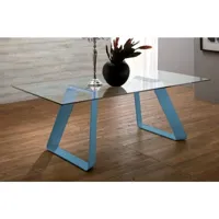 melodie ii table repas plateau en verre piétement bleu 20100834056