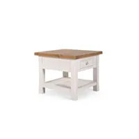 table de chevet 1 tiroir bois blanc 60x60x50cm - décoration d'autrefois
