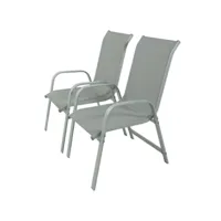 fauteuil jardin alu-textilène porto - phoenix - gris clair - lot de 2