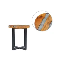 table basse table de salon  bout de canapé 40 x 45 cm bois de teck massif et polyrésine meuble pro frco99552