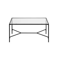 table basse en verre trempé rectangulaire cadre en métal noir 90*55*44 cm