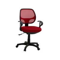 chaise de bureau cool fauteuil pivotant et ergonomique avec accoudoirs, siège à roulettes et hauteur réglable, mesh rouge