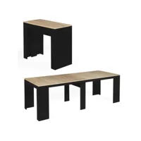 table console extensible orlando 10 personnes 235 cm bois noir et façon hêtre