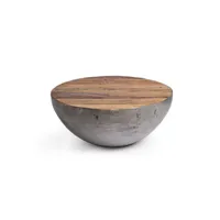 table basse grise de style design en bois recyclé ø70 - 32 cm