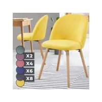 miadomodo® chaises de salle à manger - set de 2, scandinave, siège en pp, rembourré, pieds en hêtre, style nordique, jaune