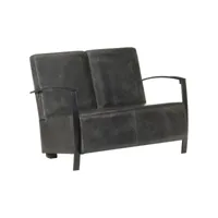 canapé fixe 2 places  canapé scandinave sofa gris cuir véritable meuble pro frco26303