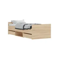 moderne structure de lit tête de lit et pied de lit chêne sonoma 75x190 cm deco699596