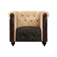 fauteuil scandinave fauteuil chesterfield charge 110 kg marron cuir véritable ,89x76x75cm