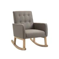 fauteuil à bascule rocking chair design moderne dossier capitonné en tissu pieds en bois tissu taupe fal101539
