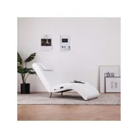 chaise longue de massage  bain de soleil transat avec oreiller blanc similicuir meuble pro frco17670