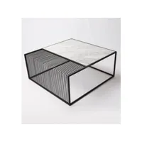 table basse en marbre blanc et métal 100 x 100 x 40 cm azura-42593