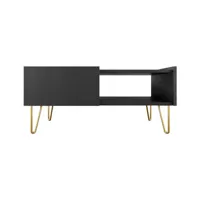 cali - table basse - effet marbre - 97 cm - best mobilier - noir et doré