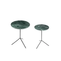 set de 2 tables basses rondes vertes en marbre