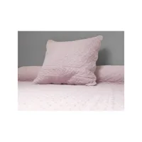 couvre-lit boutis uni rose 180x220 cm avec 1 taie d'oreiller