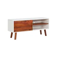 meuble tv, banc tv, meuble de rangement 110x35x50 cm bois d'acacia solide et mdf meuble pro lww54872