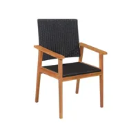 5 pcs ensemble table et chaises de jardin - salon de jardin résine tressée noir et marron pewv24020 meuble pro