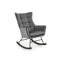 rocking chair design en velours gris avec accoudoirs market 299