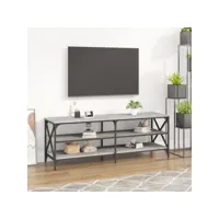 meuble tv de salon  armoire télévision  banc tv sonoma gris 140x40x50 cm bois d'ingénierie -neww56807