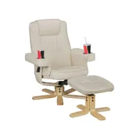 finebuy relax duo - fernsehsessel similicuir  chaise tv avec porte-gobelets  tabouret rotatif relaxsessel