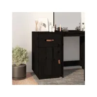 armoire de bureau noir 40x50x75 cm bois massif de pin
