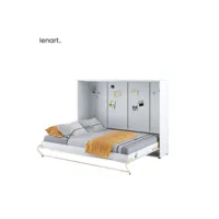lenart lit escamotable concept pro cp04 140x200 horizontal blanc mat