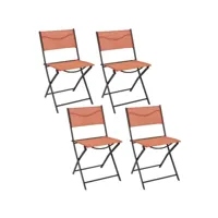 lot de 4 chaises pliantes d'extérieur elba - rouge terracotta