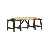 table de salon extensible 160x70x45 cm bois de manguier massif