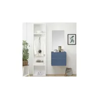 meuble d'entrée bleu + miroir + vestiaire - scopello - l 105 x l 30 x h 205 cm - neuf