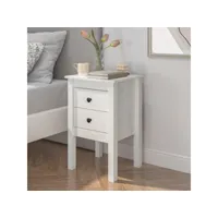 table de chevet  bout de canapé  table d'appoint chevet blanc 40x35x61,5 cm bois de pin massif -neww24939