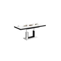 table à manger extensible 120-168 x 80 x 75 cm - blanc/noir 3941