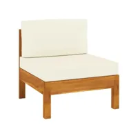 canapé central canapé fixe  canapé scandinave sofa avec coussins blanc crème bois d'acacia solide meuble pro frco55514