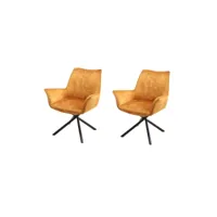 lot de 2 chaises bellagio en tissu et métal - jaune - h 85 x l 65 x p 40 cm