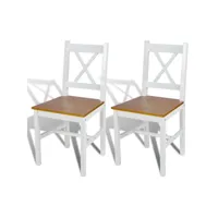 lot de 2 chaises  chaises de salle à manger chaise de cuisine  blanc bois de pin meuble pro frco57164