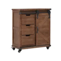 armoire de rangement bois de sapin massif 64x33,5x75 cm marron