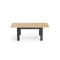 table de repas avec allonge 160-200x90 chêne-noir - doron - l 160-200 x l 90 x h 77 cm