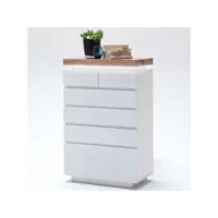 commode 6 tiroirs en bois blanc avec éclairage led - co16018