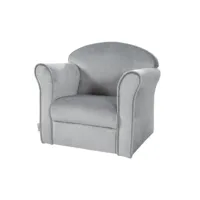 roba fauteuil enfant lil sofa avec accoudoirs - rembourré de velours - gris